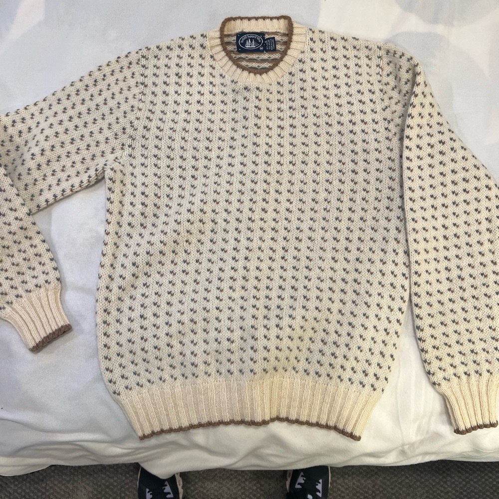 Vintage Boat House Row Wool birds eye Sweater 85% wool med cottagecore cabin